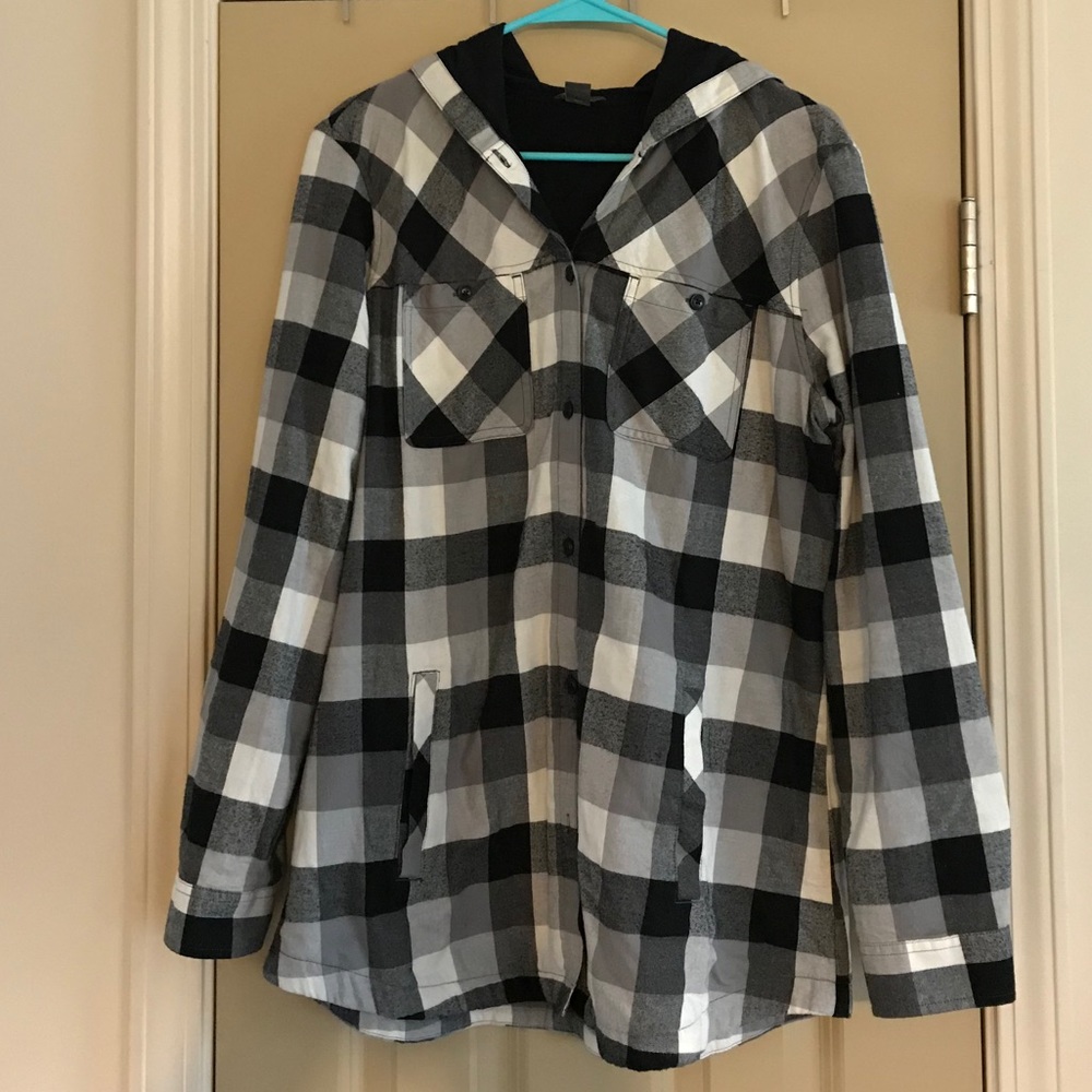 Eddie Bauer Flannel Hoodie Shirt Jacket